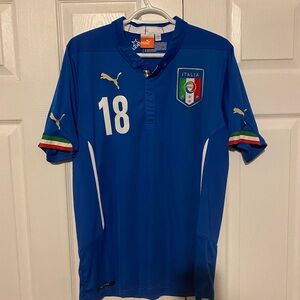 Puma Italy Italia Size Large #18 Violante Blue Soccer Jersey